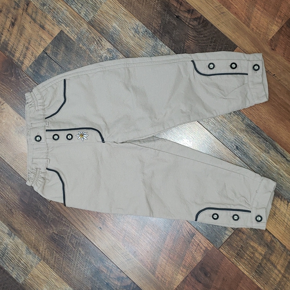 Landhaus Light Tan or Cream Polyurethane Coated Cotton Pants, Size 3T